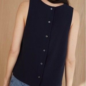 Jenni Kayne Silk Button Back Crop Sleeveless Shell Top